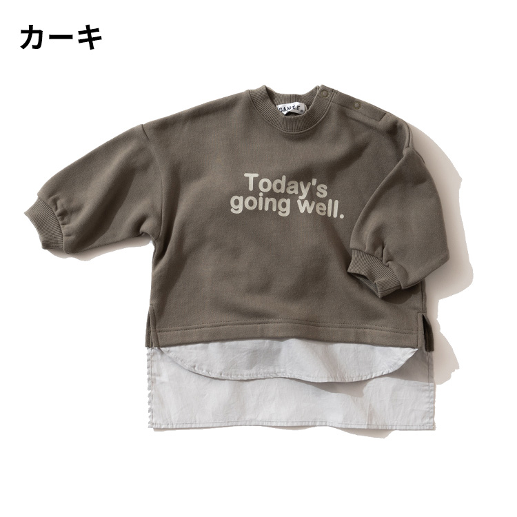 子供服 コレえーなートレーナー 重ね着風 スウェット PRレイヤード風トレーナー ベビー服 キッズ服 男の子 女の子 インナー 70/80/90/100/110/120/130/140 通園 通学 保育園 かわいい おしゃれ 秋/冬/春 @sommelier_babygift