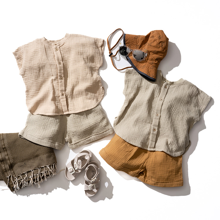 子供服 ダブルガーゼ２wayセットアップ ベビー服 キッズ服 男の子 女の子 ズボン ショートパンツ ボトムス 無地 夏 涼しい 通園 ルームウェア 80 90 100 パジャマ 羽織 はおり Sommelier Babygift サイズ カラー 内祝い 出産内祝い カタログギフト の