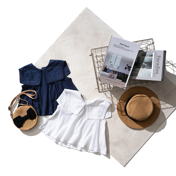 子供服 ノースリーブ ビック衿tシャツ ベビー服 キッズ服 女の子 トップス 夏 涼しい おしゃれ かわいい 通園 襟付き 無地 80 90 100 お出かけ Sommelier Babygift サイズ カラー 内祝い 出産内祝い カタログギフト の ソムリエ ギフト