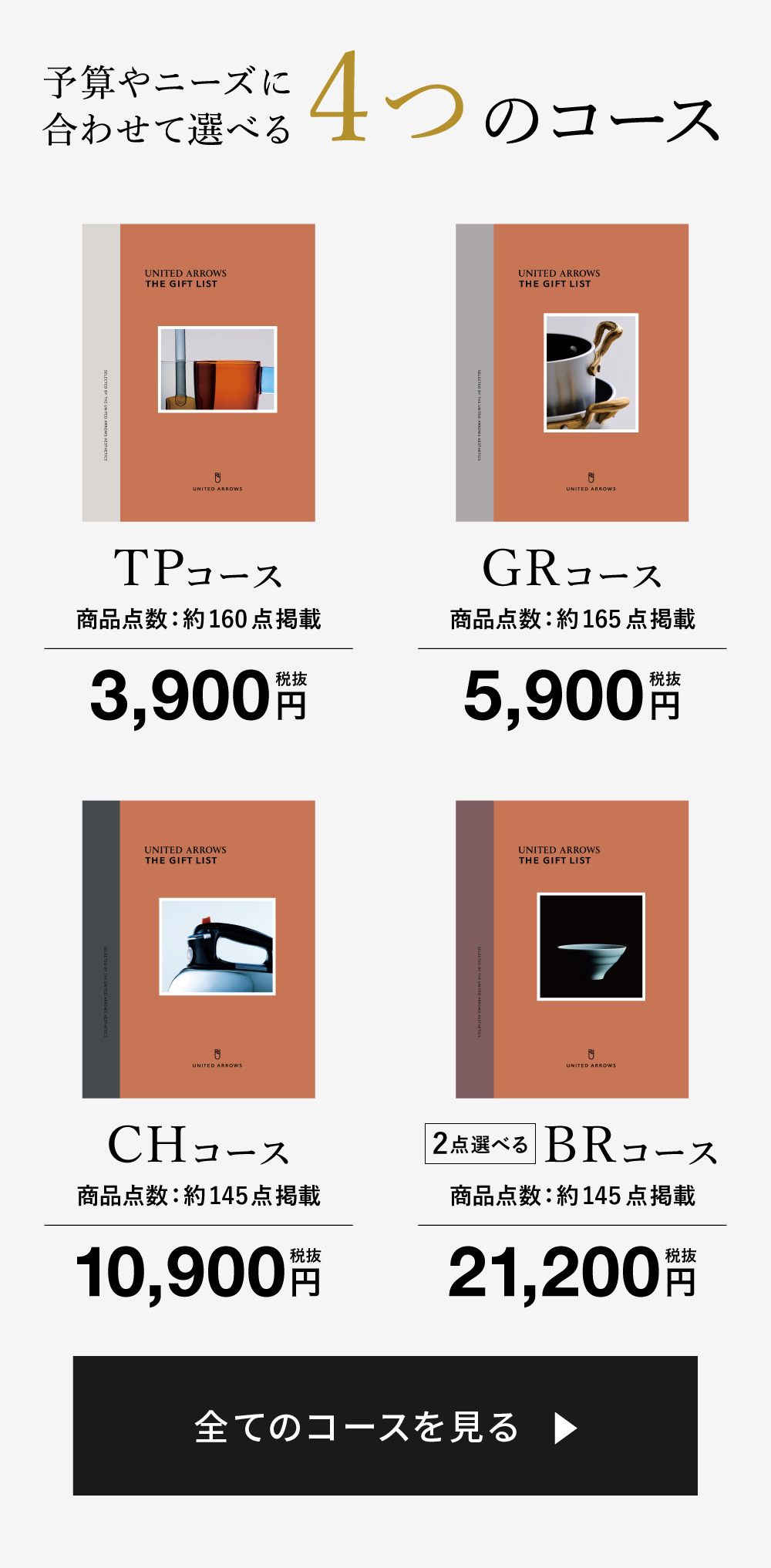 予算やニーズに合わせて選べる4つのコース