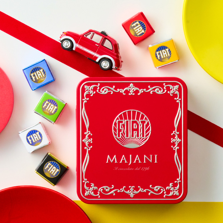 FIAT フィアット チョコレート・ミニカーセット缶 マイアーニ Majani C-26 / バレンタイン のし包装メッセージカード不可