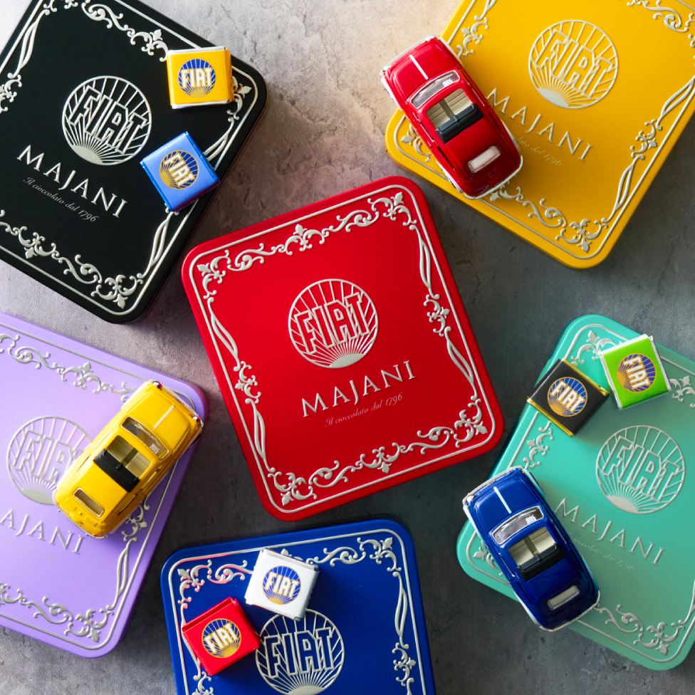 FIAT フィアット チョコレート・ミニカーセット缶 マイアーニ Majani C-26 / バレンタイン のし包装メッセージカード不可