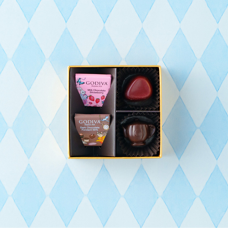 ゴディバ GODIVA アリスのティーパーティ アソートメント 4粒入 （209955） C-26 YQ バレンタイン のし包装メッセージカード不可