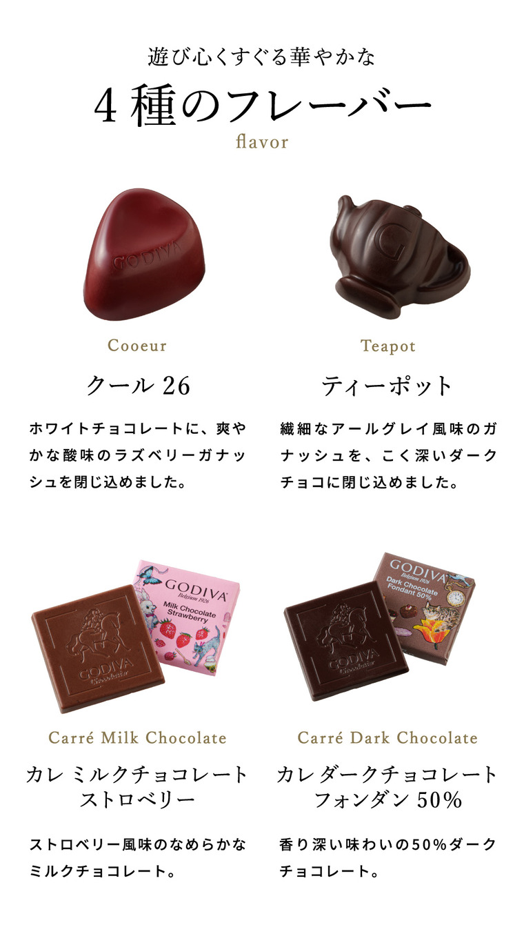 ゴディバ GODIVA アリスのティーパーティ アソートメント 4粒入 （209955） C-26 YQ バレンタイン のし包装メッセージカード不可