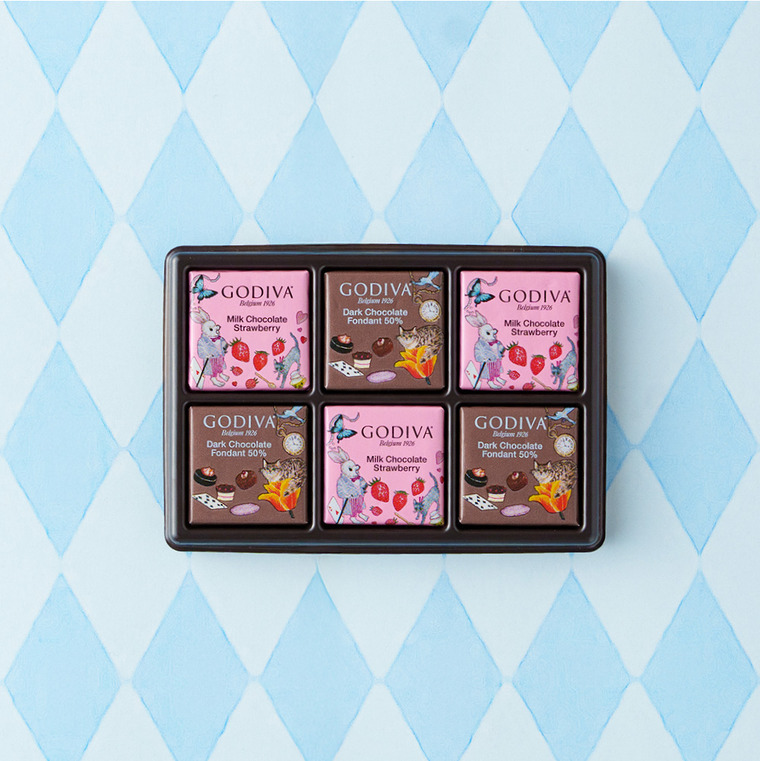 ゴディバ GODIVA アリスのティーパーティ カレ アソートメント 6枚入 （209962） C-26 YT バレンタイン のし包装メッセージカード不可