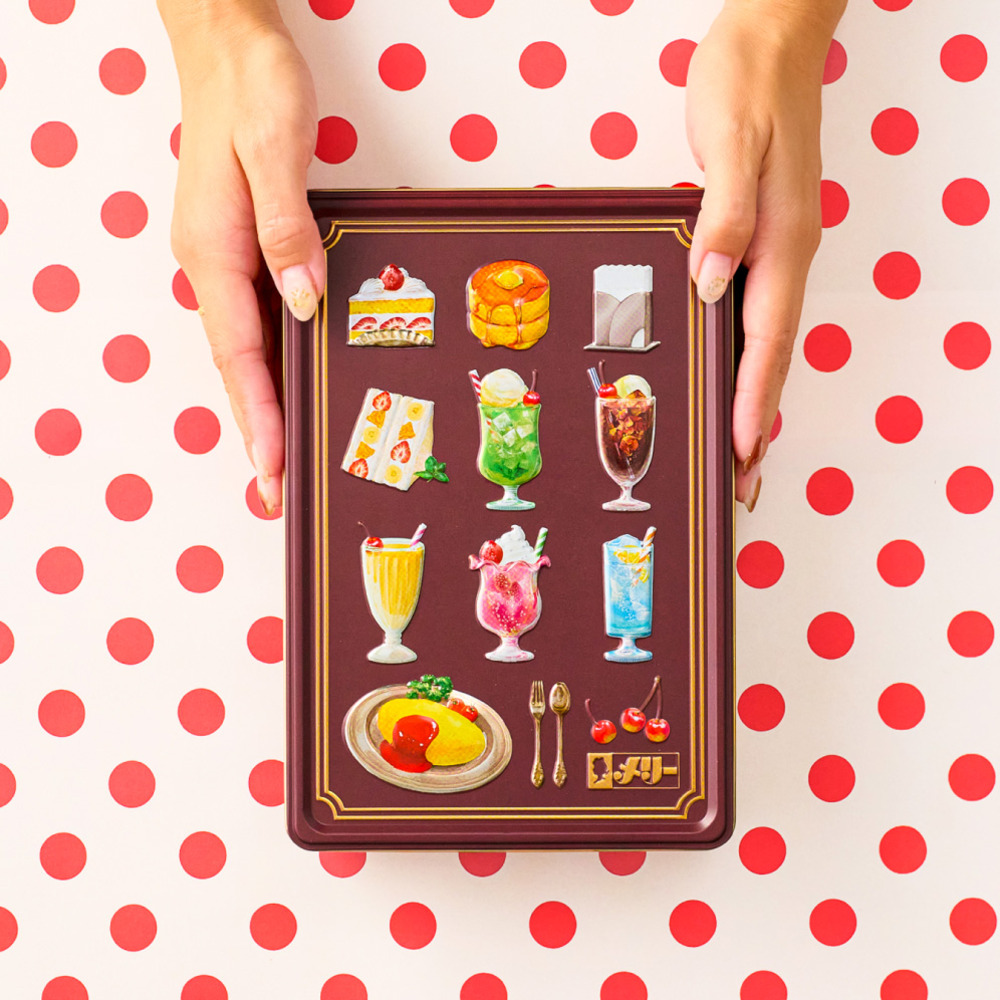 【おまとめ】メリーチョコレート　はじけるキャンディチョコレート　喫茶メニュー缶 Amazon.co.jp: メリーチョコレート はじけるキャンディチョコレート