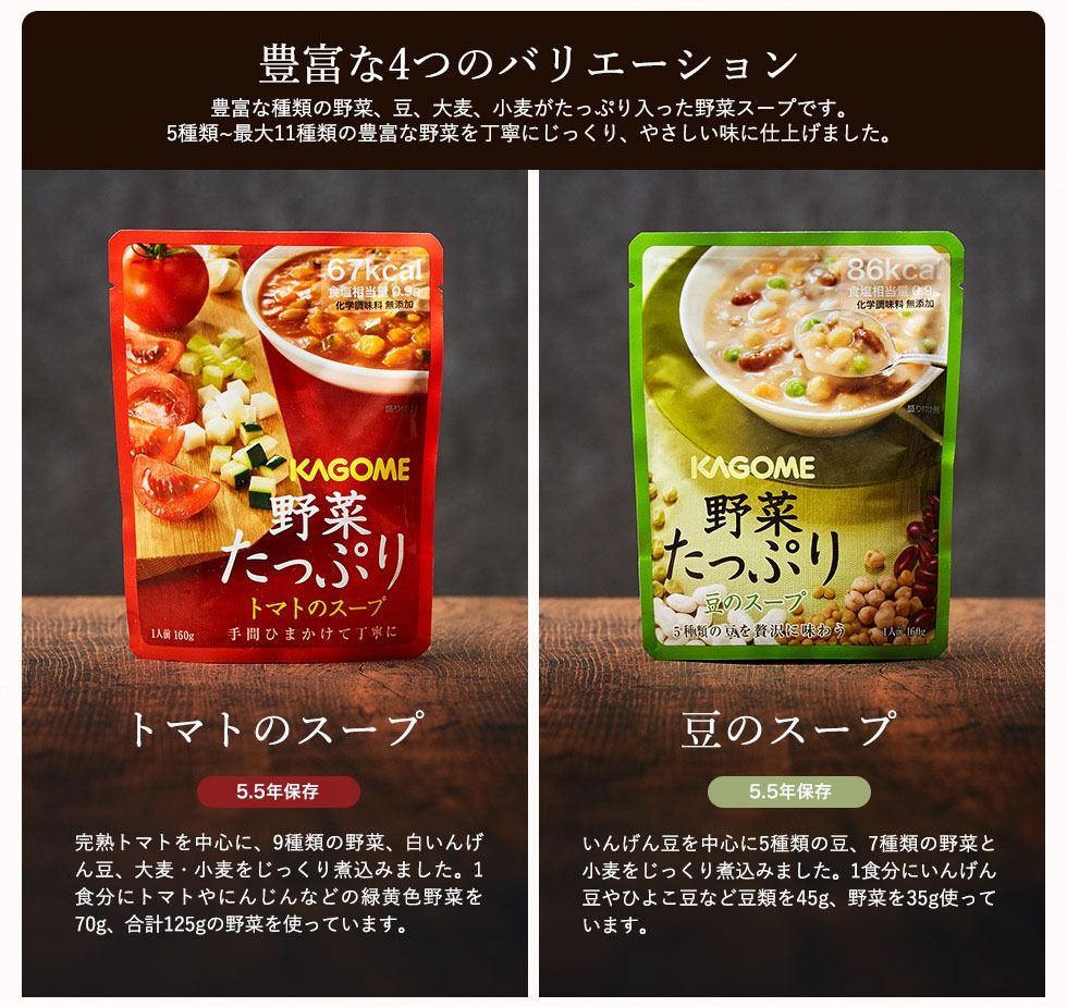 非常食 防災 カゴメ KAGOME 野菜たっぷりスープ詰合せ(16食) 5.5年保存
