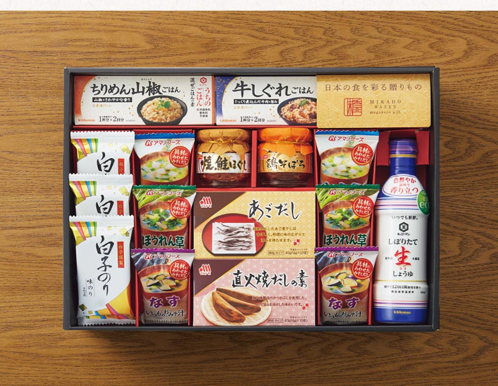 SALE／99%OFF】 法事の贈物専門店香典返し 品物 食品 調味料 詰合せ キッコーマン生しょうゆ和食詰合せ 法事 お返し お供え物 