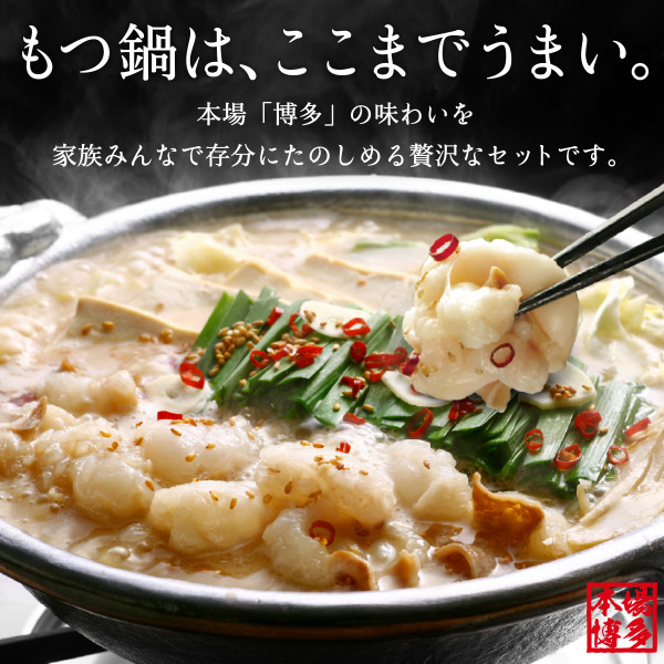 博多若杉 もつ鍋 牛もつ鍋 セット(3～4人前)厚切り小腸 醤油味 (メーカー直送)