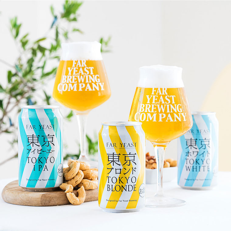 送料無料 (酒類) Far Yeast Brewing 東京ビール3種とTEKUグラスセット (缶ビール 350ml×3本 グラス 1脚)