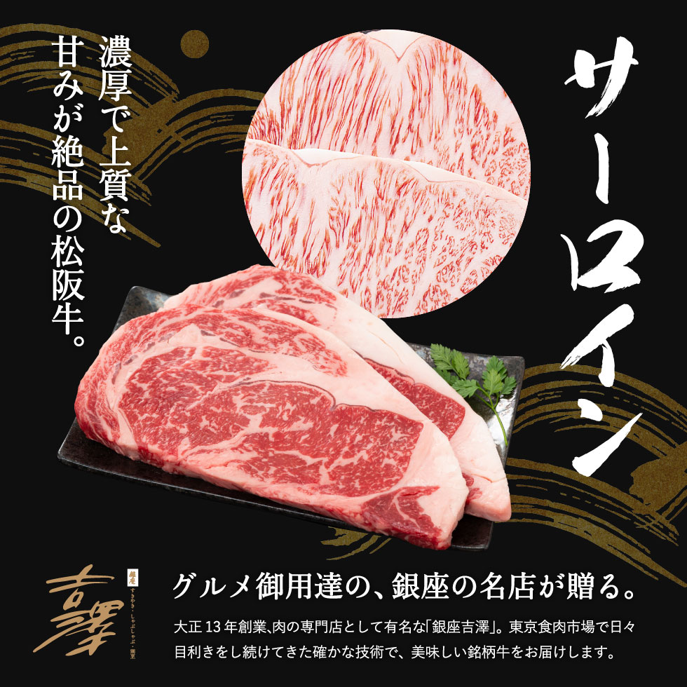 お歳暮 肉 ギフト 送料無料 銀座吉澤 松阪牛サーロインステーキ用(５００ｇ)   御歳暮 内祝い お返し プレゼント 高級 人気 ギフトセット