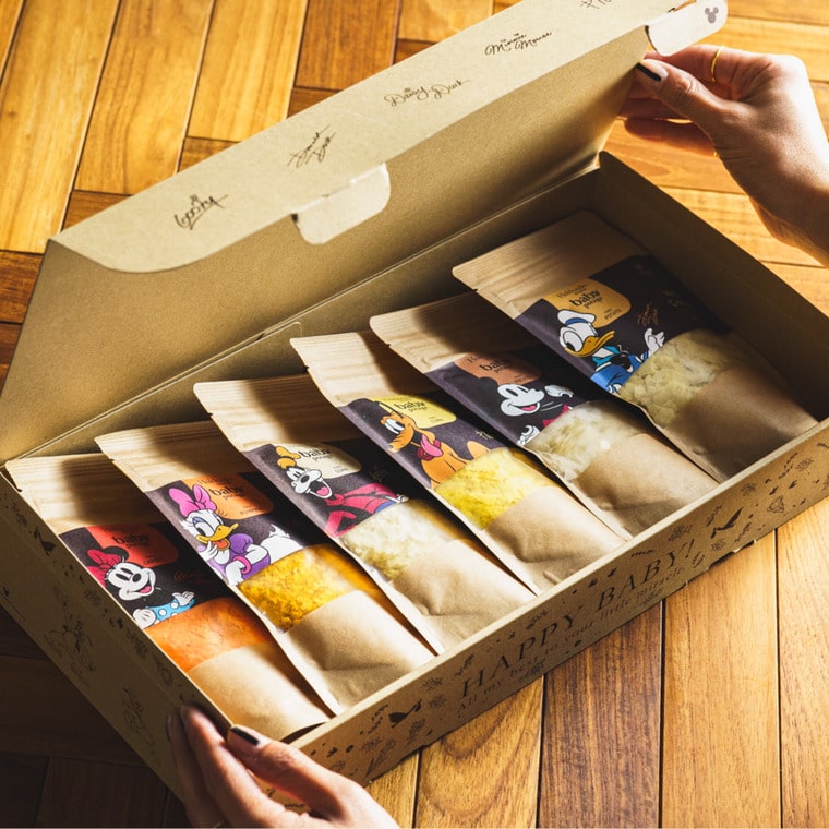 Disney ディズニー Baby Potage 北海道産無添加ベビーフード Disneyデザインのギフトボックス入り クラフト袋(80g) 6個セット