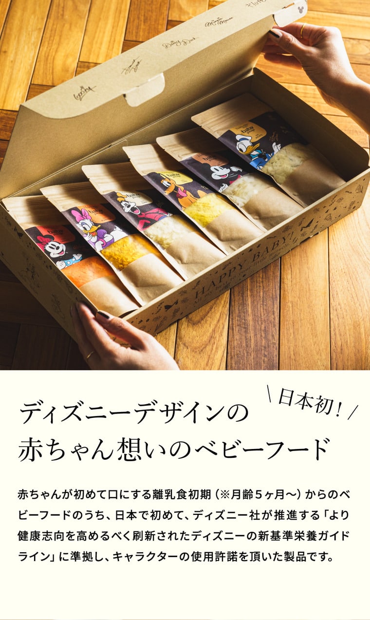 Disney ディズニー Baby Potage 北海道産無添加ベビーフード Disneyデザインのギフトボックス入り クラフト袋(80g) 6個セット