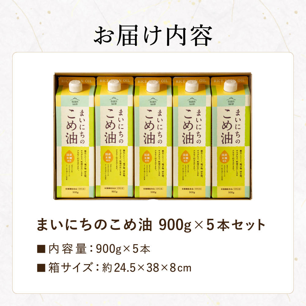 "カラダに優しい贈り物" 内祝い ギフト まいにちのこめ油 900g×5本 送料無料 国産 三和油脂
