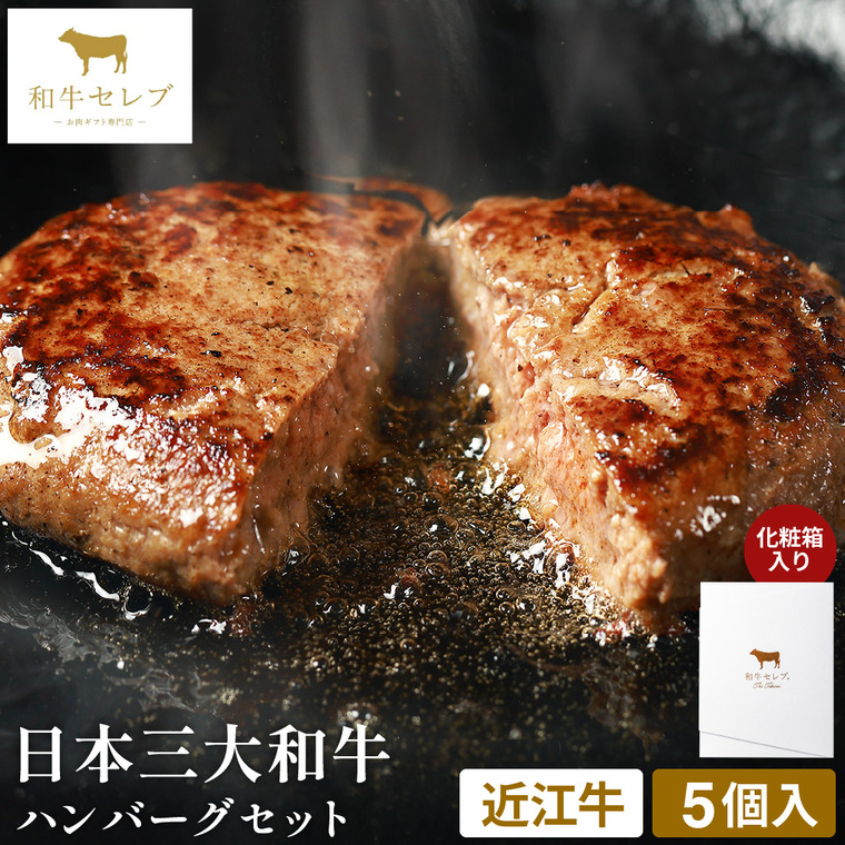 和牛セレブ 近江牛ハンバーグ5個 80g×5個セット(近江牛) 冷凍便 メーカー直送 / のし・包装紙・メッセージカード不可 JGS