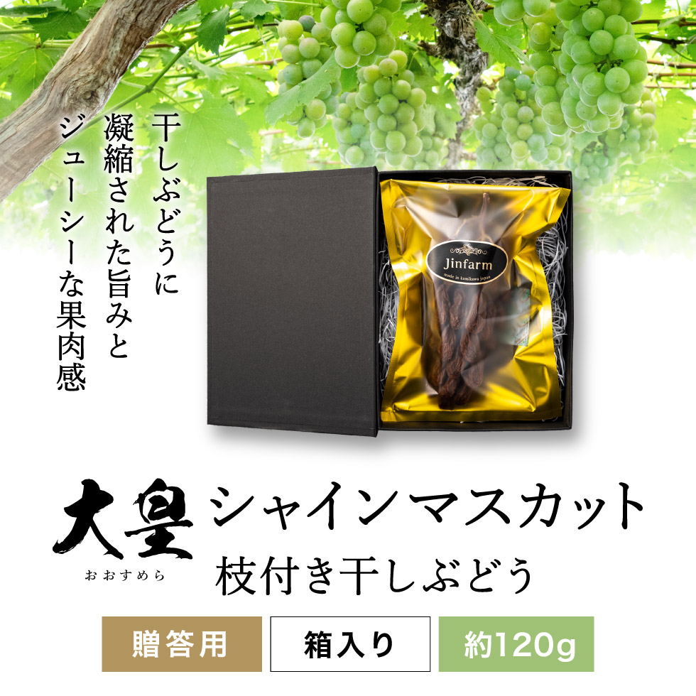 1房丸ごと Jinfarm 大皇シャインマスカット 干しぶどう 120g 期間限定 配送日指定不可