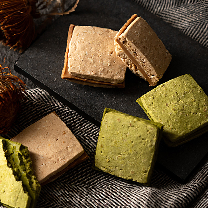 吉祥菓寮 京都  きな粉＆抹茶のチョコサンドクッキー(9枚)とたっぷり小豆の宇治抹茶ケーキ