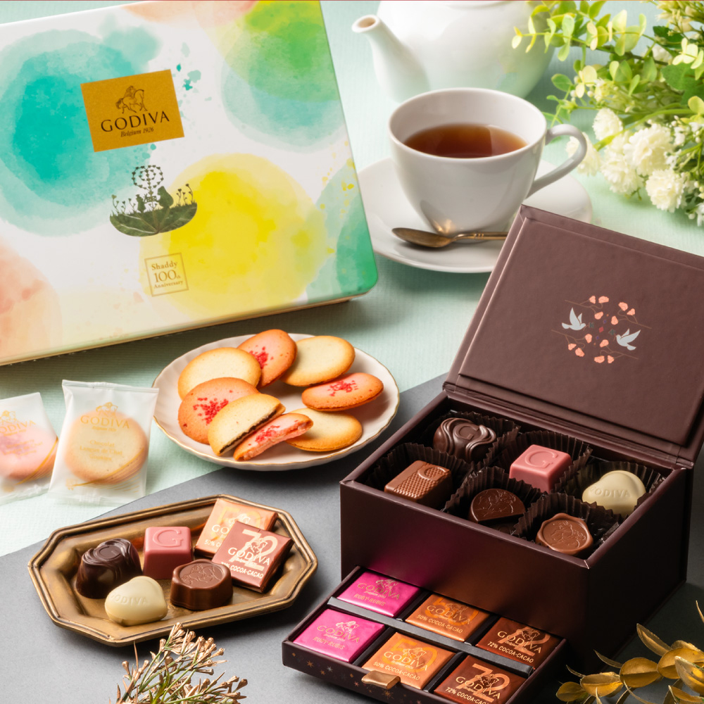 GODIVA ゴディバ ラングドシャクッキーアソートメント 30枚 シャディ100周年 リト＠葉っぱ切り絵 210592 賞味期限2026年5月15日