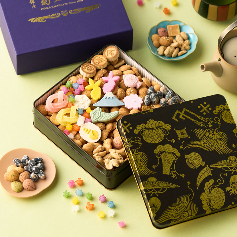 高島屋 法人事業部 セレクト 銀座菊廼舎 冨貴寄 特撰缶JAPAN小缶 きくのや ふきよせ 写真入り メッセージカード無料