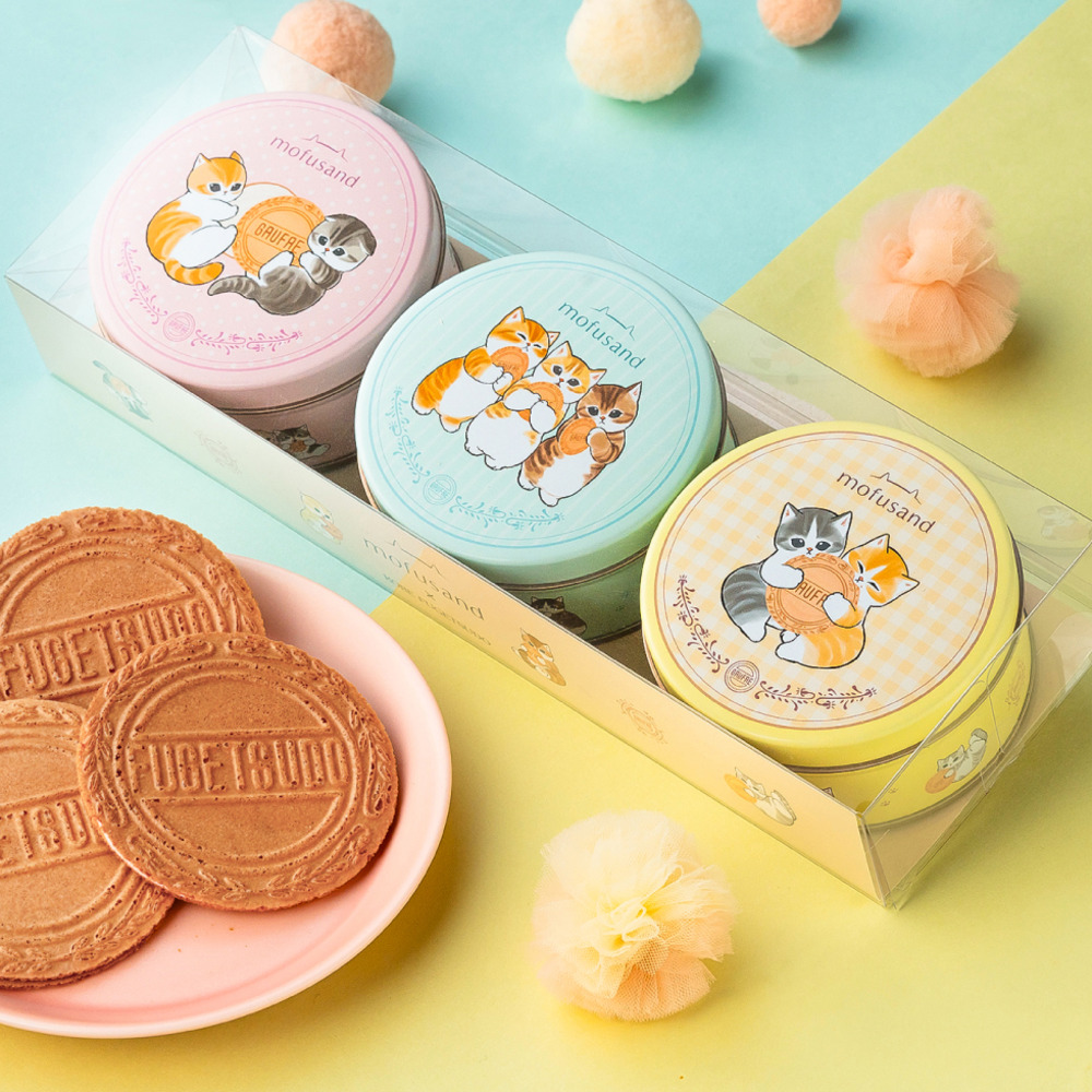 お菓子 ギフト 神戸風月堂 mofusand ミニゴーフル 3缶入 にゃんこ ゴーフレット スイーツ