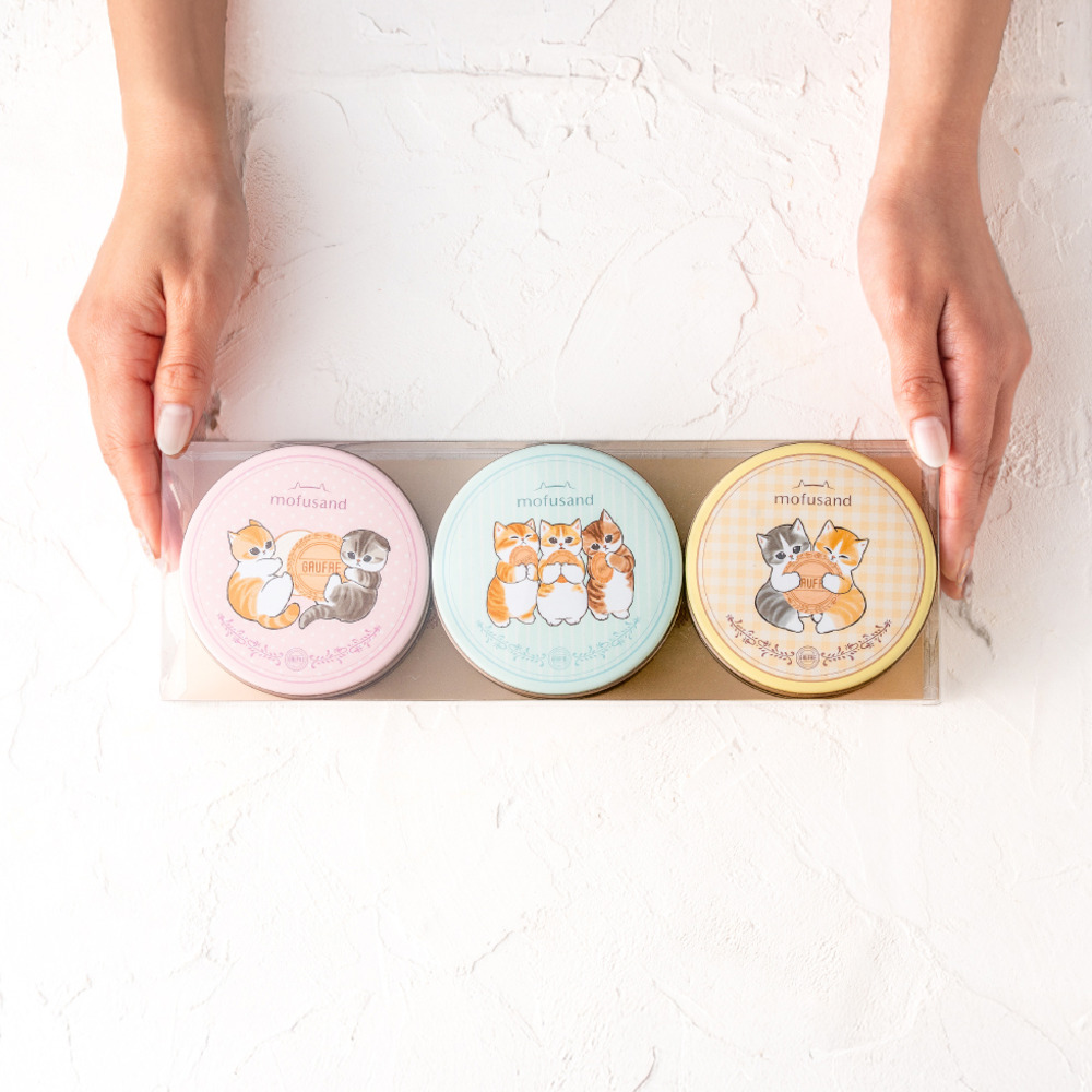 お菓子 ギフト 神戸風月堂 mofusand ミニゴーフル 3缶入 にゃんこ ゴーフレット スイーツ