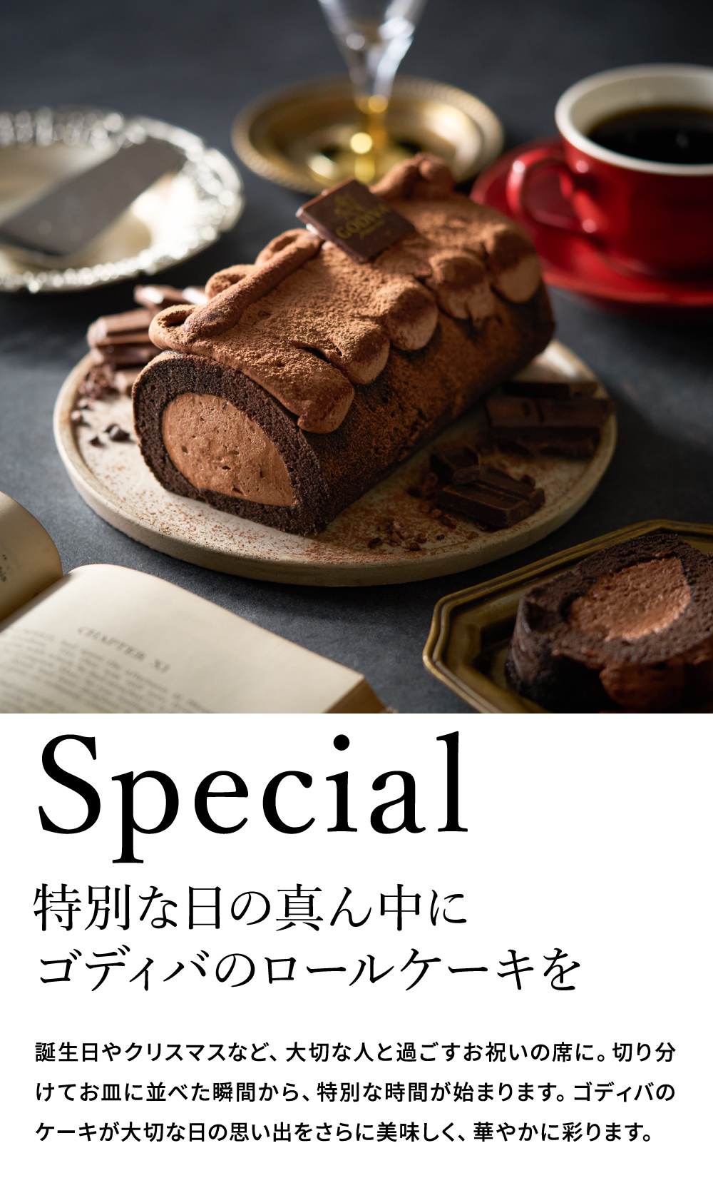 "特別な日のチョコレートケーキ" スイーツ GODIVA ゴディバ チョコレートロールケーキ 濃厚 チョコケーキ メーカー直送 洋菓子 JGS 冷凍便
