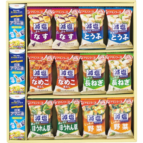 日清オイリオ×アマノフーズ アマニ油とおみそ汁のここから始まる健康習慣ギフト MCNA-50A| 『内祝い』『出産内祝い』
