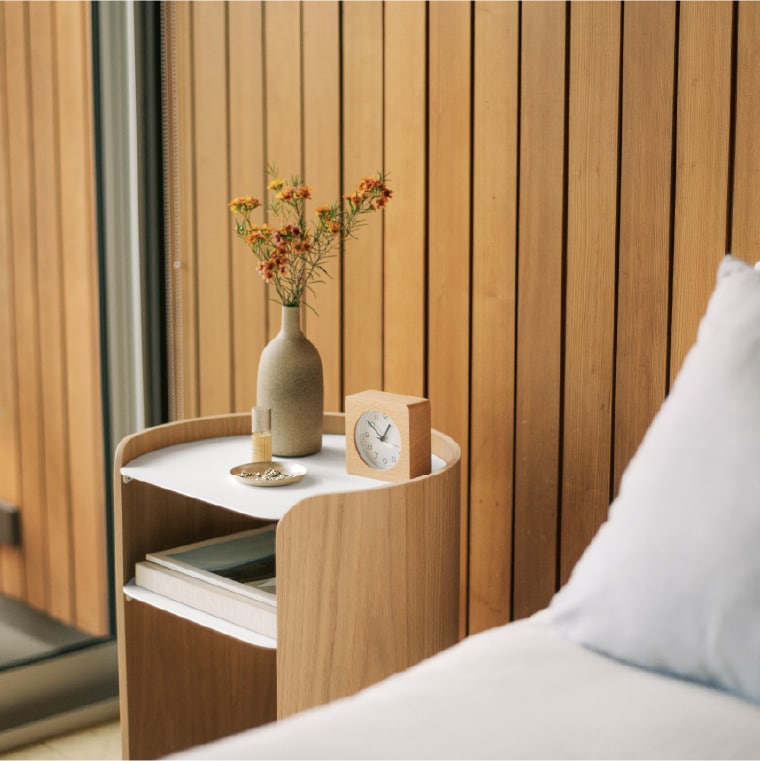 コンター サイドテーブル アプト 山崎実業 APTO オーク ウォルナット10488 10801 送料無料