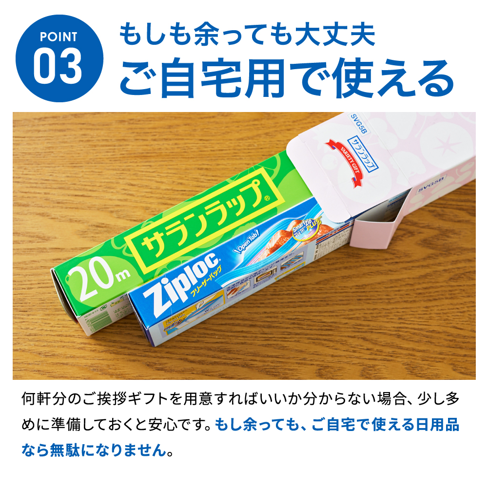 (引越し 挨拶 ギフト 粗品)サランラップ バラエティギフト5(SVG5B)(包装済、のしは外のし)