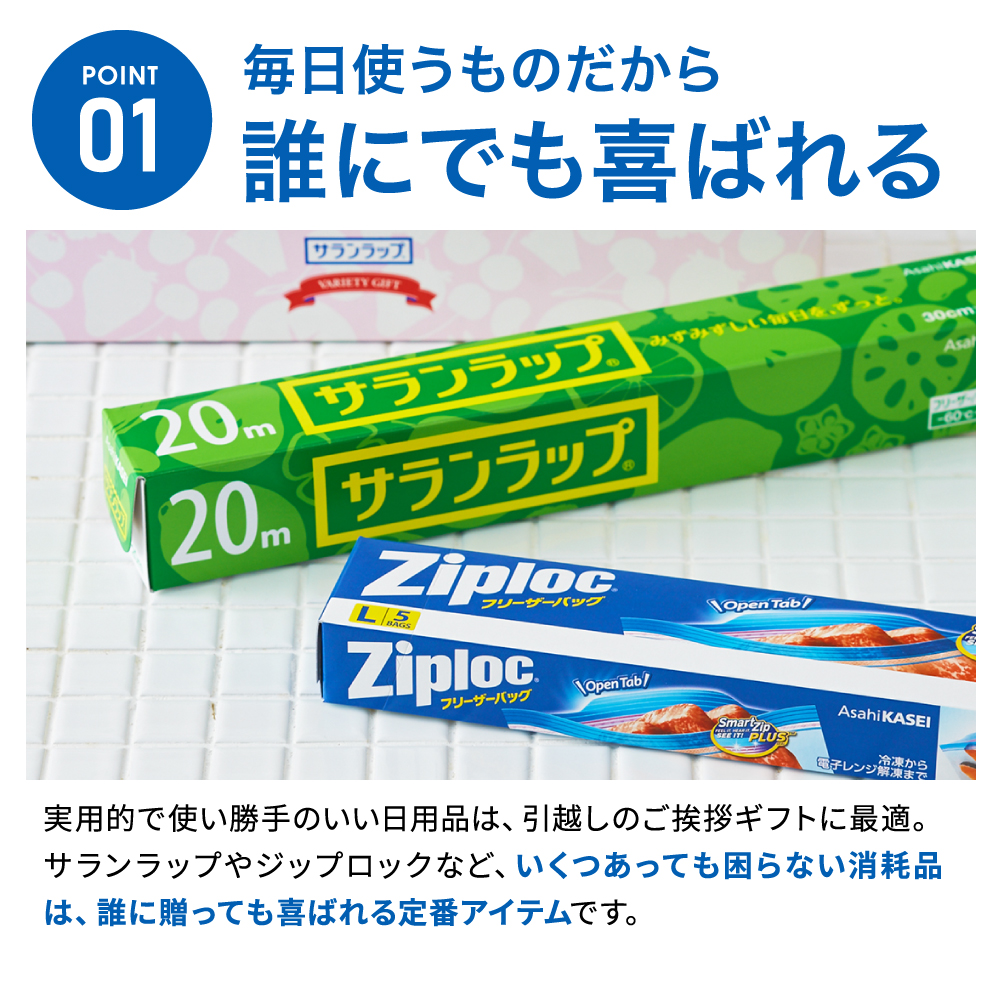 (引越し 挨拶 ギフト 粗品)サランラップ バラエティギフト5(SVG5B)(包装済、のしは外のし)