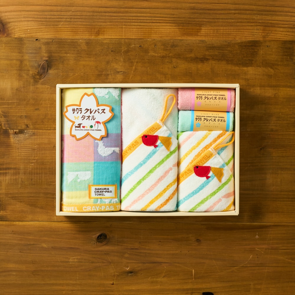 内祝い タオル サクラ クレパスタオル フェイスタオル×1・ウォッシュタオル×2・タオルハンカチ×2（CR23300） メッセージカード無料