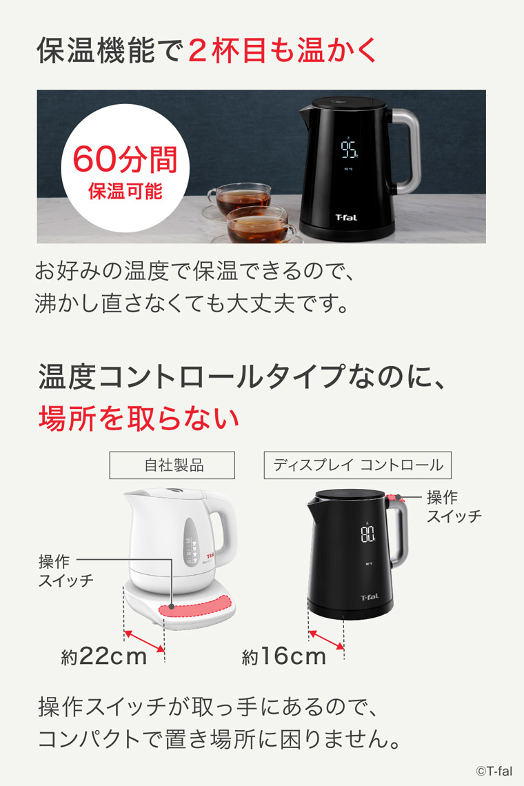ティファール T-fal 電気ケトル kettle ディスプレイ コントロール 1.0