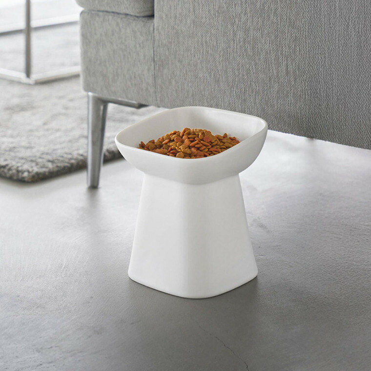 山崎実業 nooks 食べやすい高さ陶器ペットフードボウル ヌークス 斜め H17 山崎実業 tower 公式 10561 10562 ホワイト ブラック 送料無料