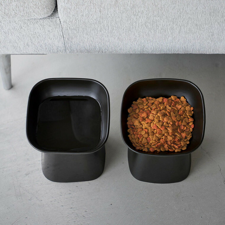 山崎実業 nooks 食べやすい高さ陶器ペットフードボウル ヌークス 斜め H17 山崎実業 tower 公式 10561 10562 ホワイト ブラック 送料無料