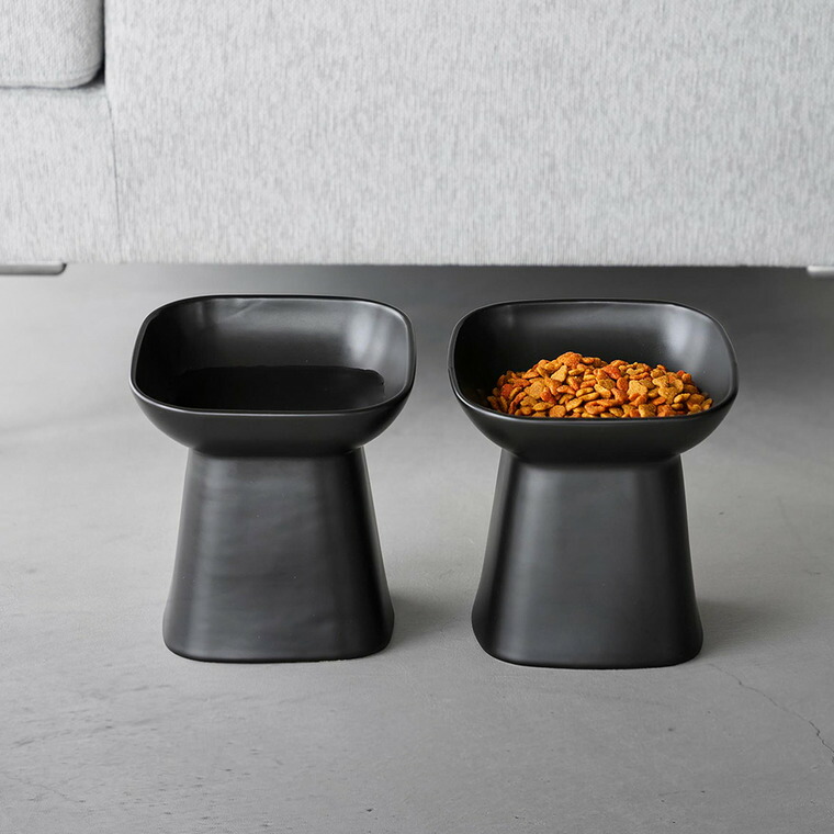山崎実業 nooks 食べやすい高さ陶器ペットフードボウル ヌークス 斜め H17 山崎実業 tower 公式 10561 10562 ホワイト ブラック 送料無料