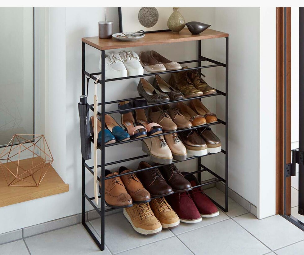 tower 天板付きシューズラック 6段 直送