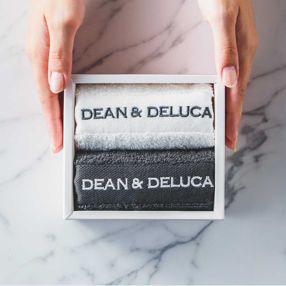 DEAN & DELUCA ディーンアンドデルーカ ハンドタオルギフトBox / 2枚セット タオルギフト ホワイト チャコールグレー
