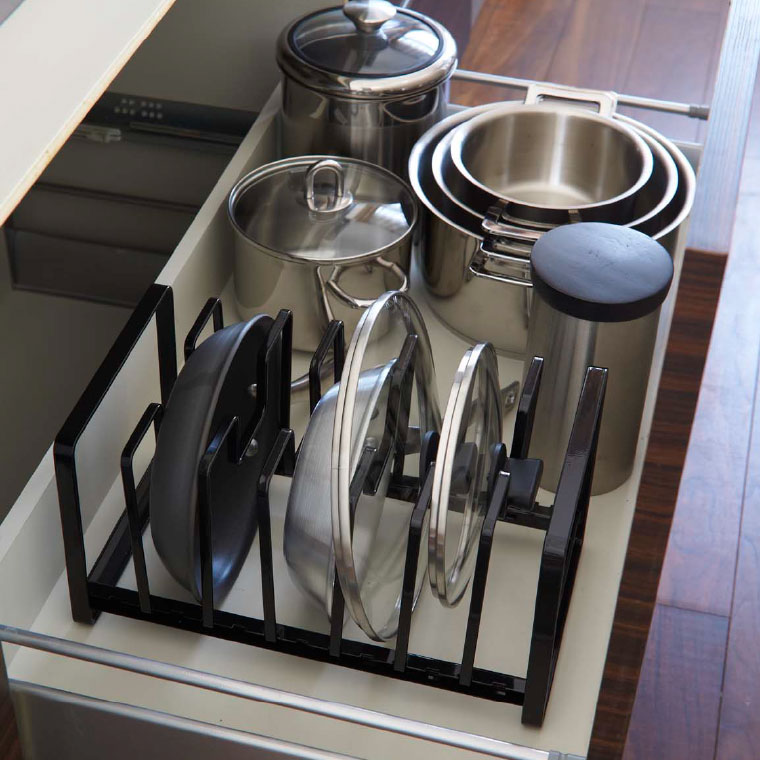 シンク下 フライパン＆鍋蓋スタンド タワー 山崎実業 tower ホワイト/ブラック 2280 2281 タワーシリーズ