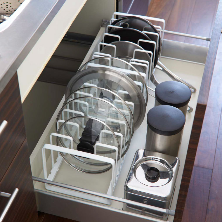 シンク下 フライパン＆鍋蓋スタンド タワー 山崎実業 tower ホワイト/ブラック 2280 2281 タワーシリーズ