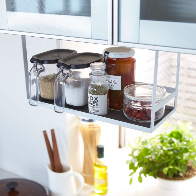 戸棚下調味料ラック タワー 山崎実業 tower スパイス ラック ホワイト/ブラック 2466 2467 タワーシリーズ