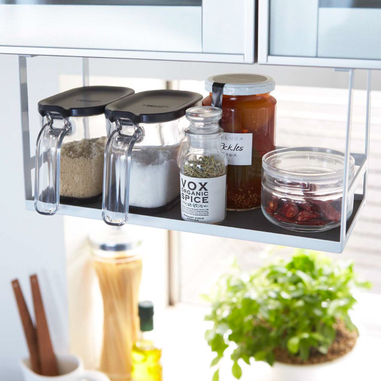 戸棚下調味料ラック タワー 山崎実業 tower スパイス ラック ホワイト/ブラック 2466 2467 タワーシリーズ