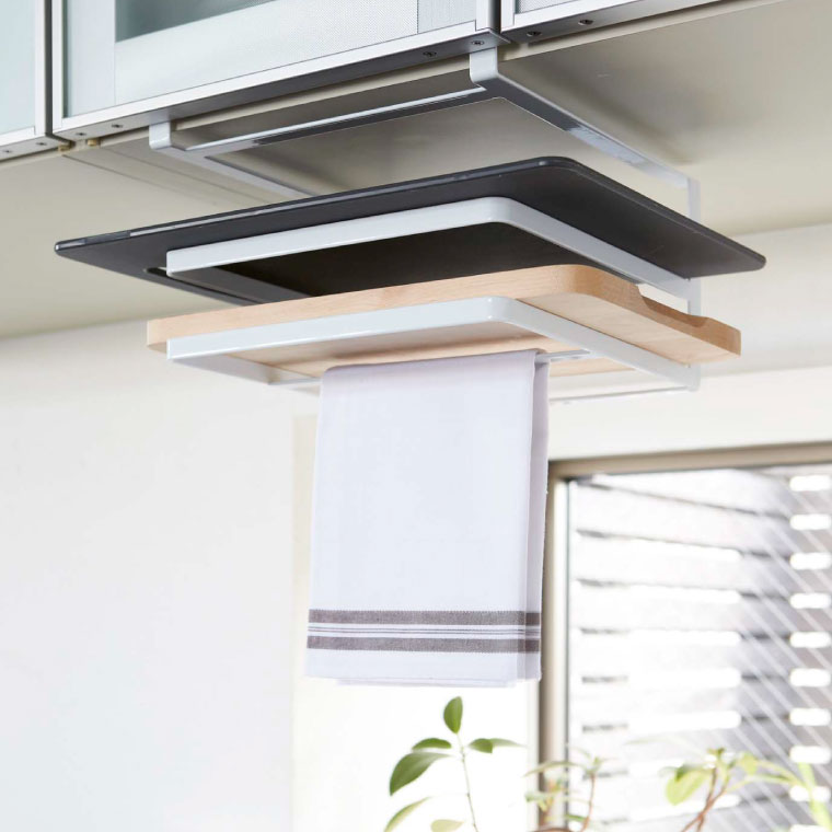 戸棚下まな板＆布巾ハンガー タワー 山崎実業 tower 布巾 ハンガー ホワイト/ブラック 2493 2494