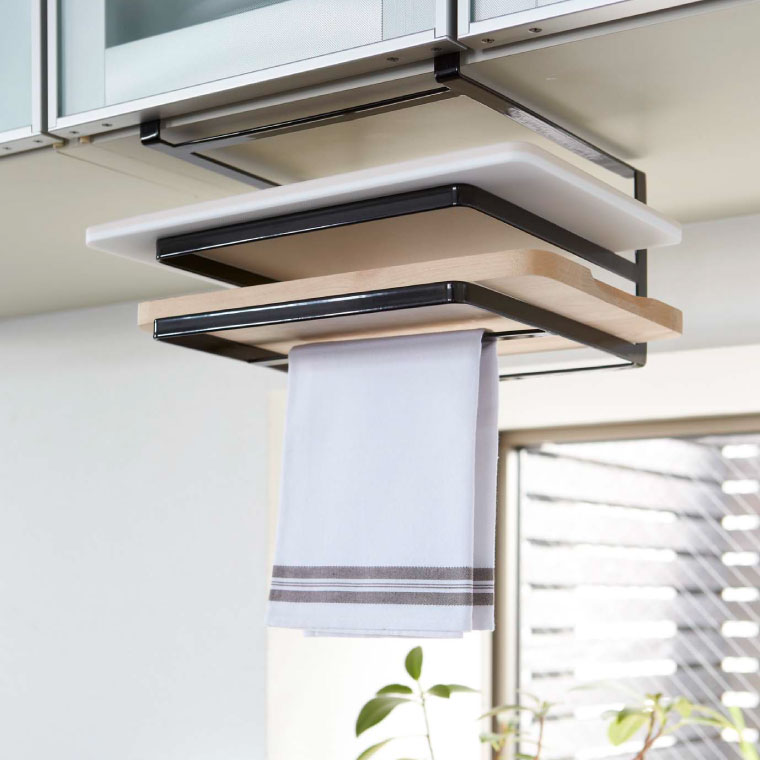 戸棚下まな板＆布巾ハンガー タワー 山崎実業 tower 布巾 ハンガー ホワイト/ブラック 2493 2494