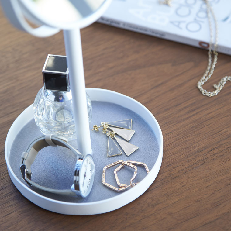 スタンドミラー＆トレイ タワー 山崎実業 tower ホワイト/ブラック 2819 2820 タワーシリーズ