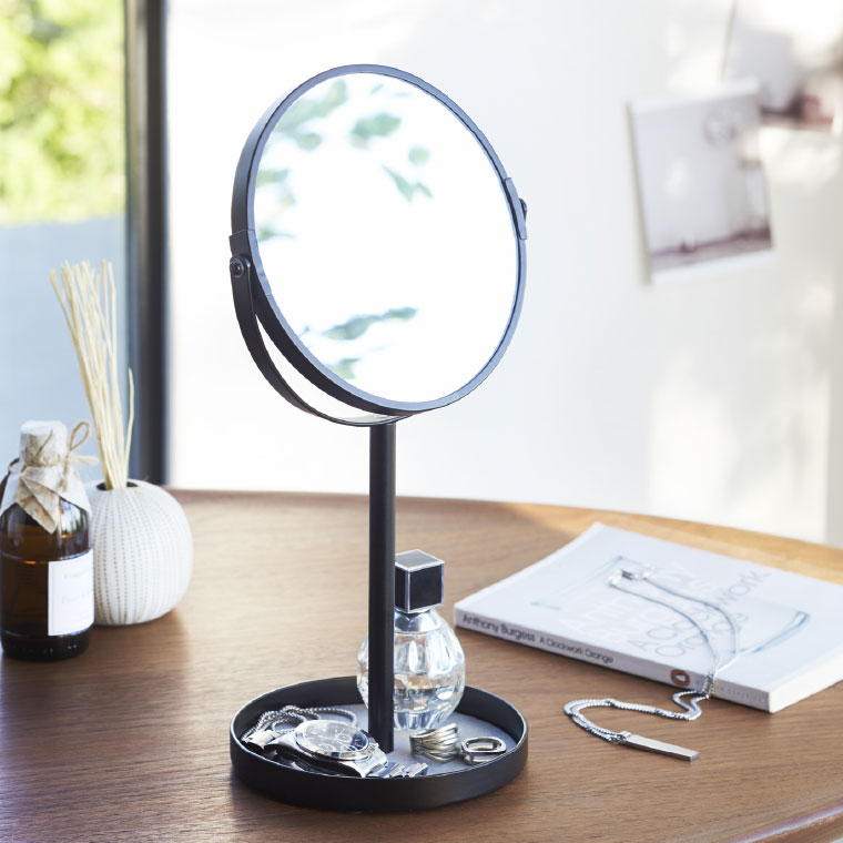 スタンドミラー＆トレイ タワー 山崎実業 tower ホワイト/ブラック 2819 2820 タワーシリーズ