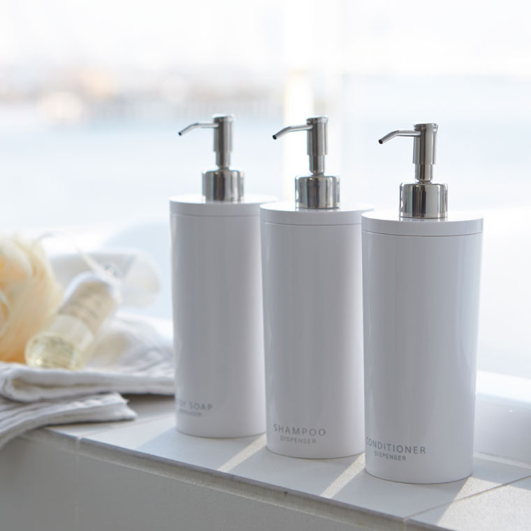 ツーウェイディスペンサー ラウンド ボディソープ タワー 山崎実業 tower ホワイト/ブラック 2932 2933 タワーシリーズ