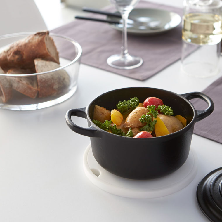 シリコン鍋敷き 丸型 タワー 山崎実業 tower ホワイト/ブラック 2954 2955 タワーシリーズ