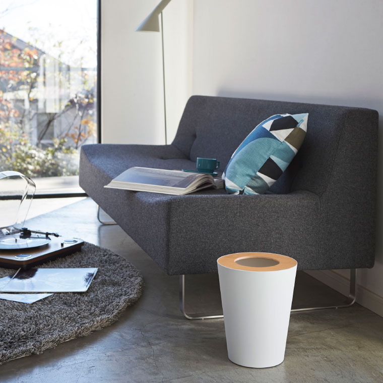 トラッシュカン丸型 リン 山崎実業 RIN ゴミ箱 トラッシュカン リン丸型 ブラウン/ナチュラル 木目調 ラウンド 3197 3198 タワーシリーズ