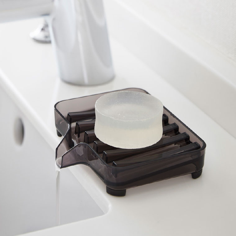 水が流れるソープトレー ヴェール 山崎実業 Veil クリア/ブラック 3250 3251 タワーシリーズ