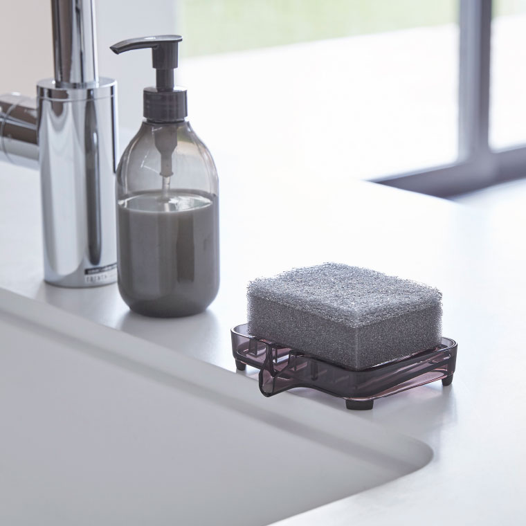 水が流れるソープトレー ヴェール 山崎実業 Veil クリア/ブラック 3250 3251 タワーシリーズ